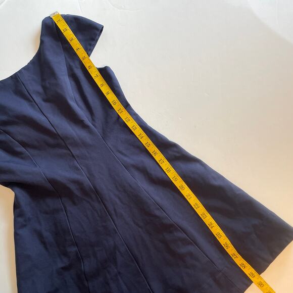 Shoshanna Navy Fit & Flare Dress Womens XS Blue Cap Sleeve Minimalist Capsule - Picture 9 of 9